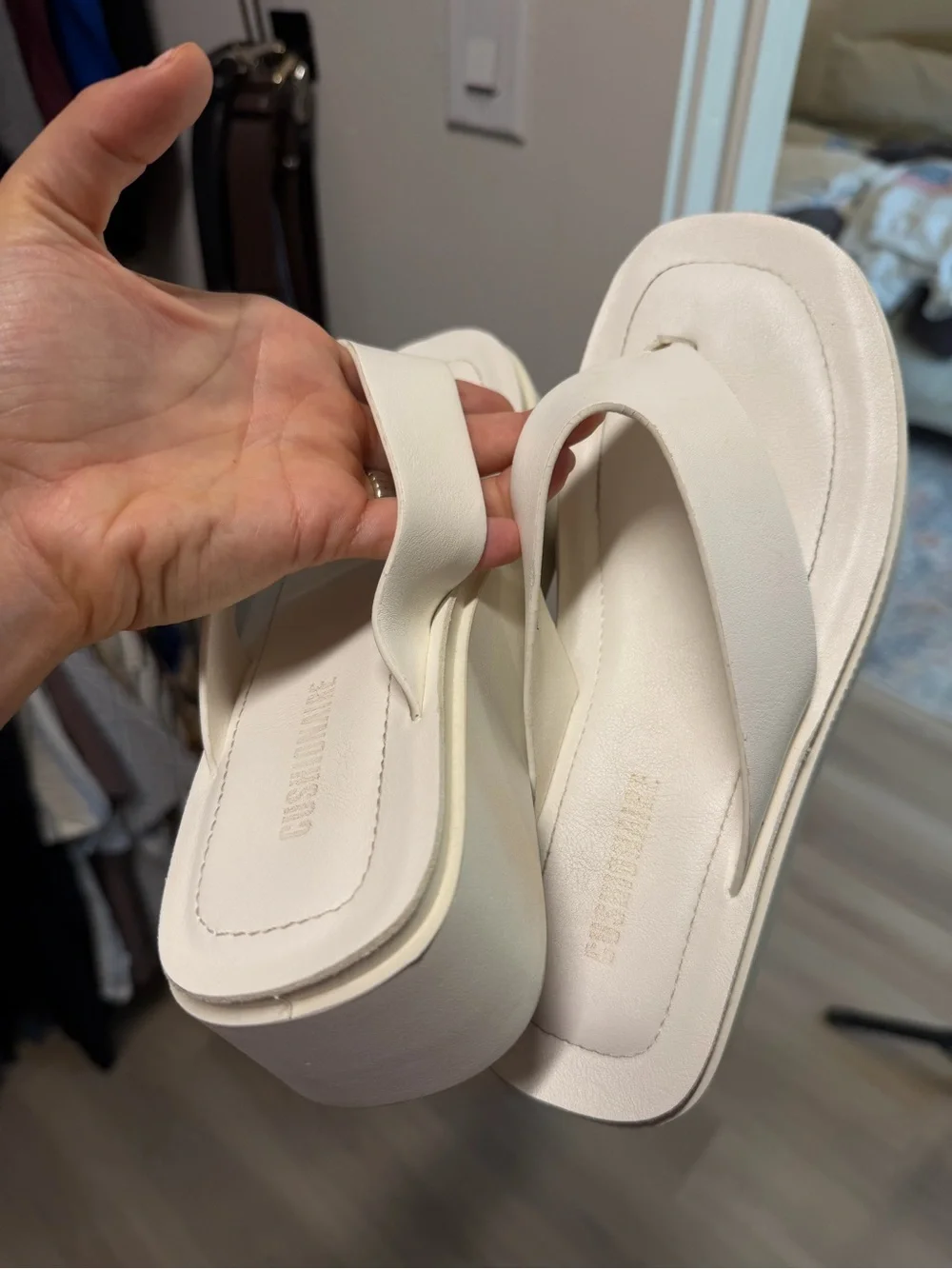 Women's White Platform Thong Sandals - Elevated Casual Flip Flops